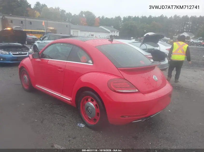2019 VOLKSWAGEN BEETLE VIN 3VWJD7AT7KM712741 — фото 3