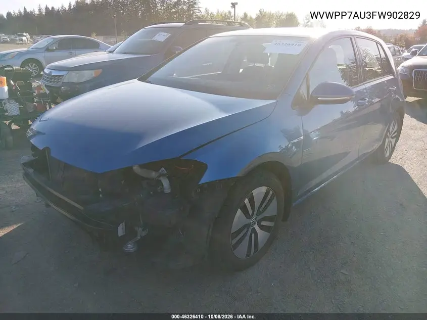 2015 VOLKSWAGEN E GOLF VIN WVWPP7AU3FW902829 — фото 2