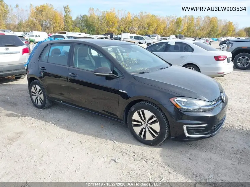 VOLKSWAGEN E GOLF 2020, VIN WVWPR7AU3LW903534