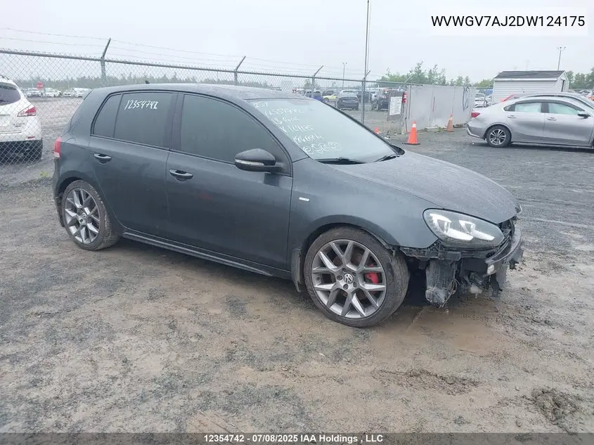 VOLKSWAGEN GOLF GTI 2013, VIN WVWGV7AJ2DW124175