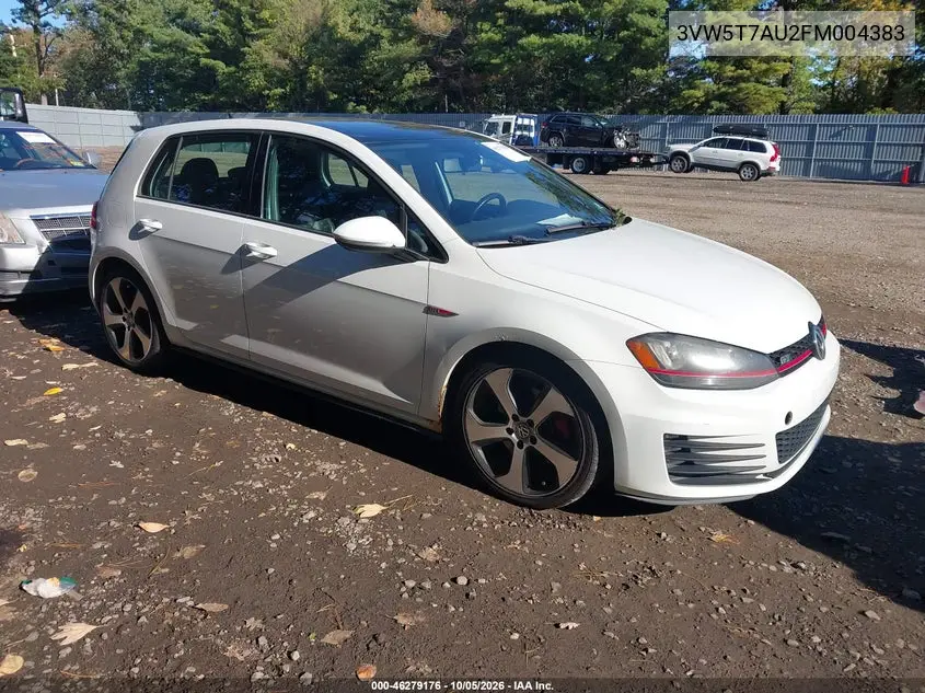 VOLKSWAGEN GOLF GTI 2015, VIN 3VW5T7AU2FM004383