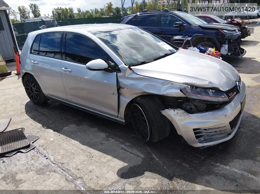 VOLKSWAGEN GOLF GTI 2016, VIN 3VW5T7AU1GM061420