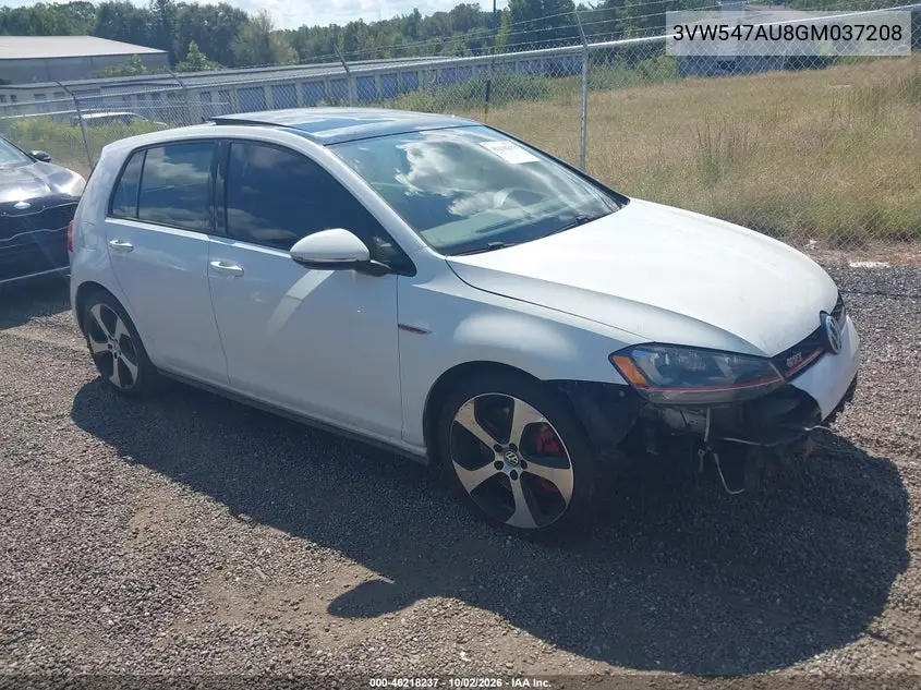 VOLKSWAGEN GOLF GTI 2016, VIN 3VW547AU8GM037208