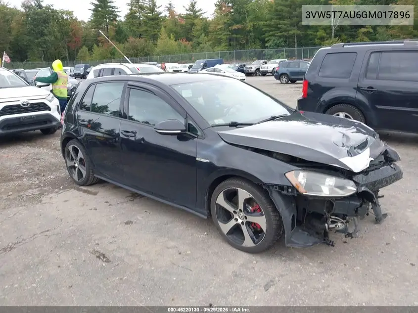 VOLKSWAGEN GOLF GTI 2016, VIN 3VW5T7AU6GM017896