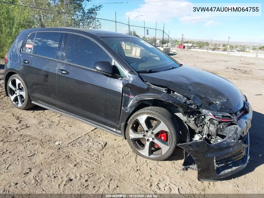 VOLKSWAGEN GOLF GTI 2017, VIN 3VW447AU0HM064755