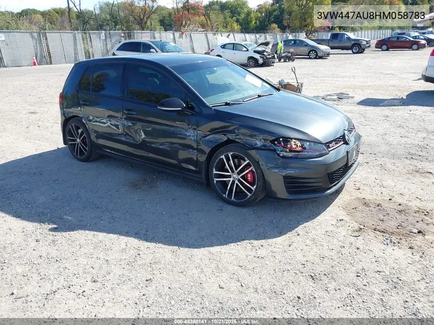 VOLKSWAGEN GOLF GTI 2017, VIN 3VW447AU8HM058783
