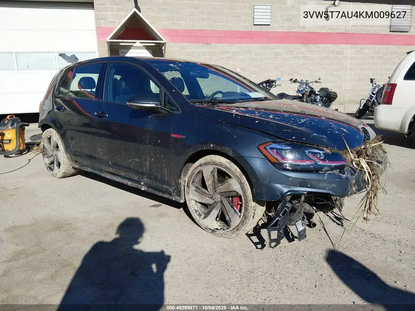 VOLKSWAGEN GOLF GTI 2019, VIN 3VW5T7AU4KM009627