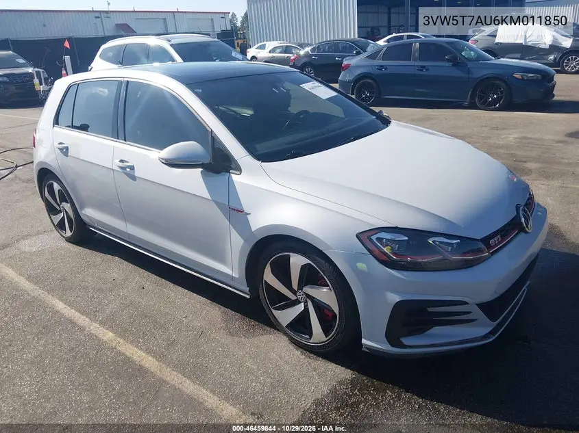 VOLKSWAGEN GOLF GTI 2019, VIN 3VW5T7AU6KM011850