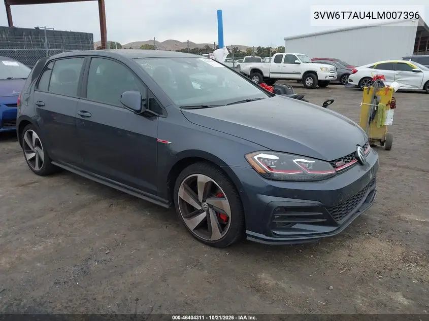 VOLKSWAGEN GOLF GTI 2020, VIN 3VW6T7AU4LM007396