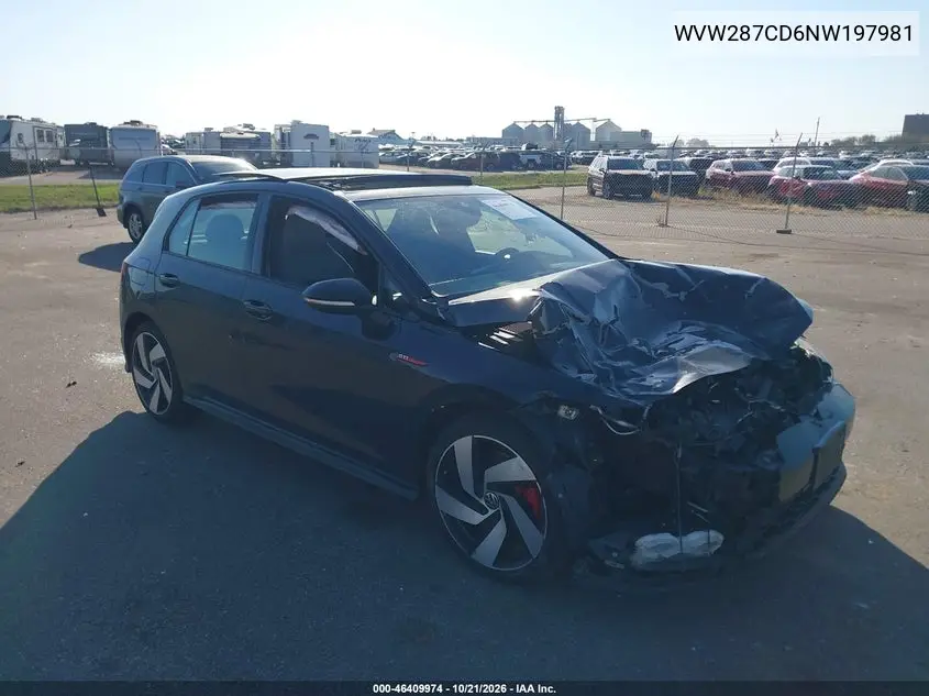 VOLKSWAGEN GOLF GTI 2022, VIN WVW287CD6NW197981