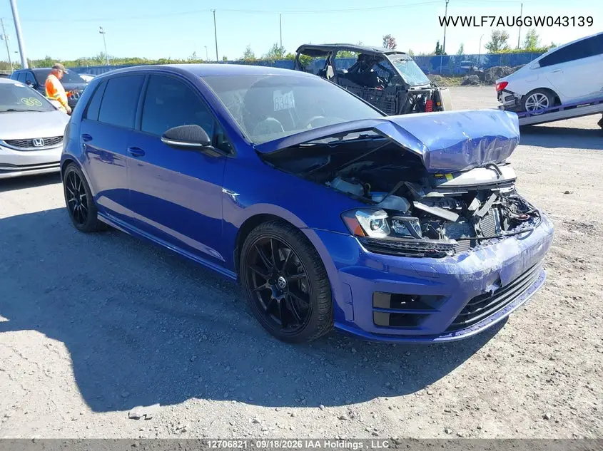 VOLKSWAGEN GOLF R 2016, VIN WVWLF7AU6GW043139