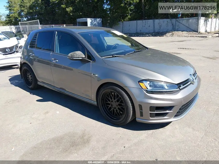 VOLKSWAGEN GOLF R 2016, VIN WVWLF7AU6GW178296