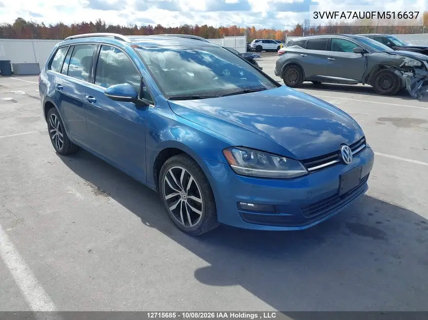 VOLKSWAGEN GOLF SPORTSVAN 2015, VIN 3VWFA7AU0FM516637