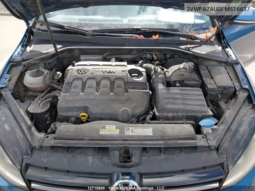 2015 VOLKSWAGEN GOLF SPORTSVAN VIN 3VWFA7AU0FM516637 — фото 10