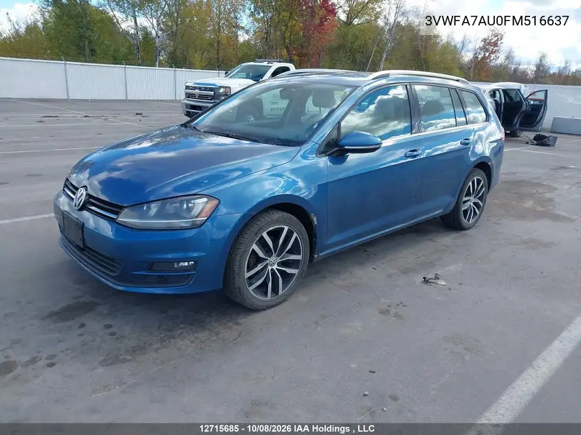2015 VOLKSWAGEN GOLF SPORTSVAN VIN 3VWFA7AU0FM516637 — фото 2