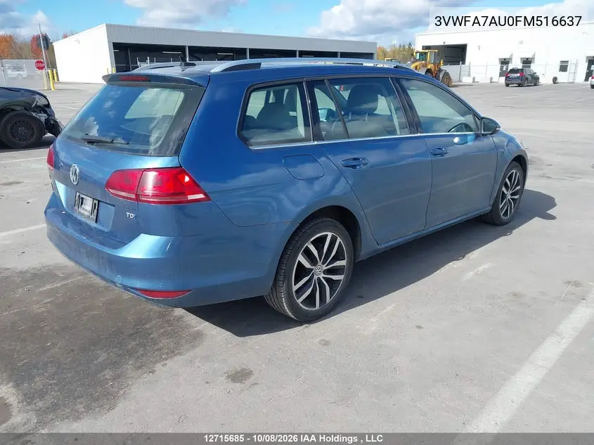 2015 VOLKSWAGEN GOLF SPORTSVAN VIN 3VWFA7AU0FM516637 — фото 4