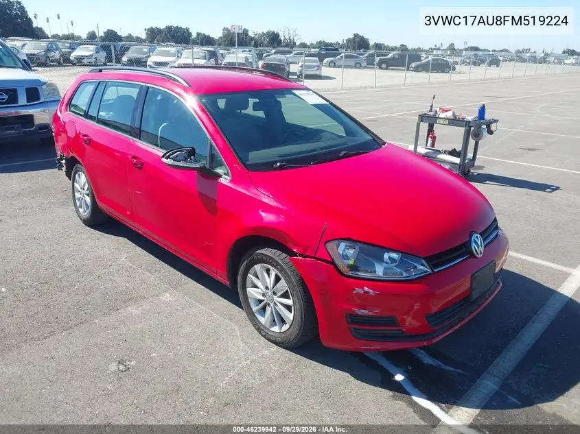 VOLKSWAGEN GOLF SPORTSVAN 2015, VIN 3VWC17AU8FM519224