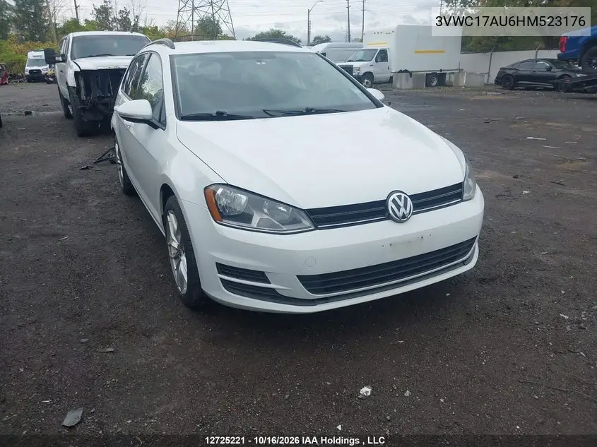 VOLKSWAGEN GOLF SPORTSVAN 2017, VIN 3VWC17AU6HM523176