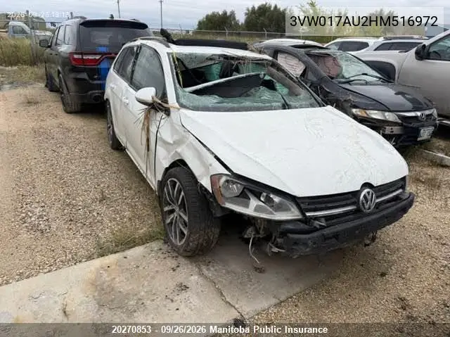 VOLKSWAGEN GOLF SPORTSVAN 2017, VIN 3VW017AU2HM516972