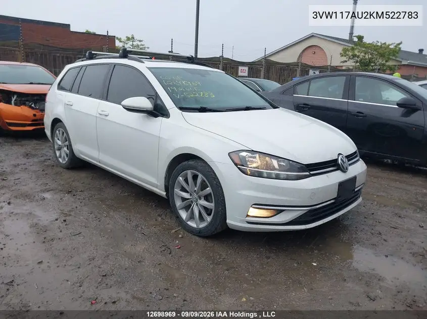 VOLKSWAGEN GOLF SPORTSVAN 2019, VIN 3VW117AU2KM522783