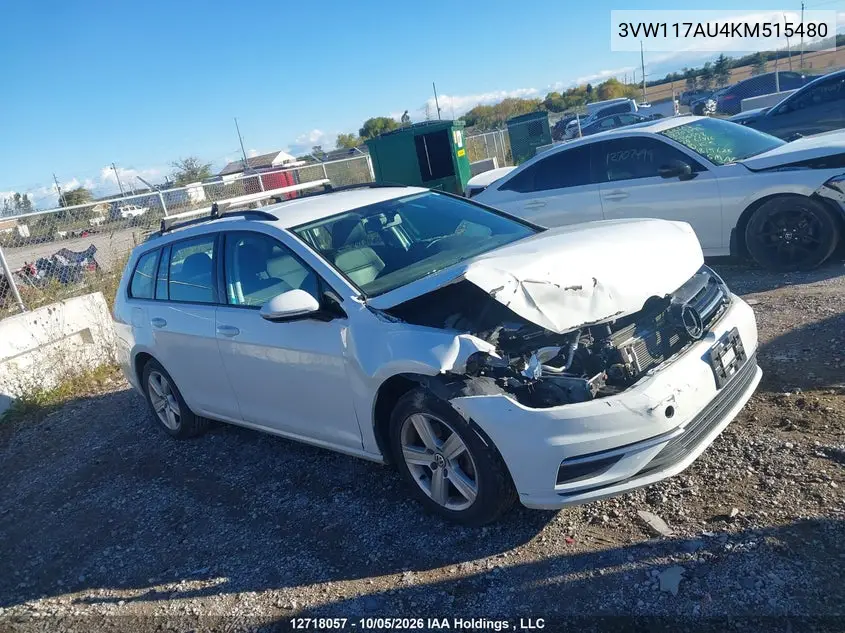 VOLKSWAGEN GOLF SPORTSVAN 2019, VIN 3VW117AU4KM515480