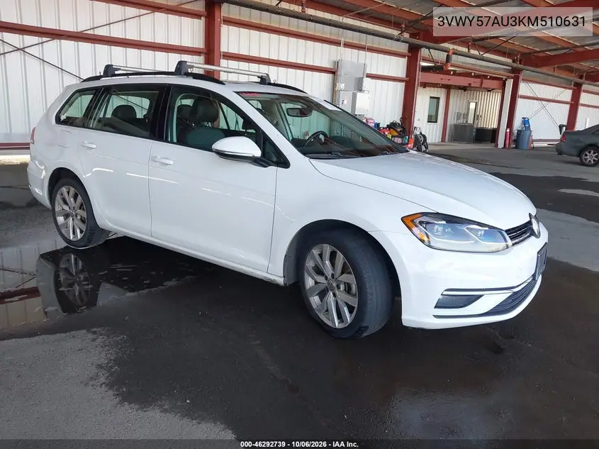 VOLKSWAGEN GOLF SPORTSVAN 2019, VIN 3VWY57AU3KM510631