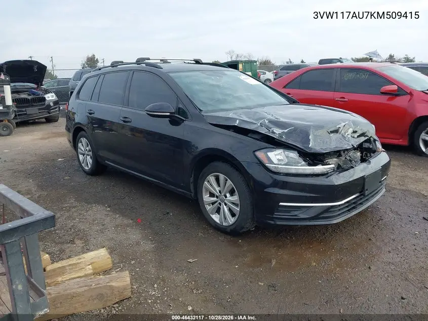 VOLKSWAGEN GOLF SPORTSVAN 2019, VIN 3VW117AU7KM509415
