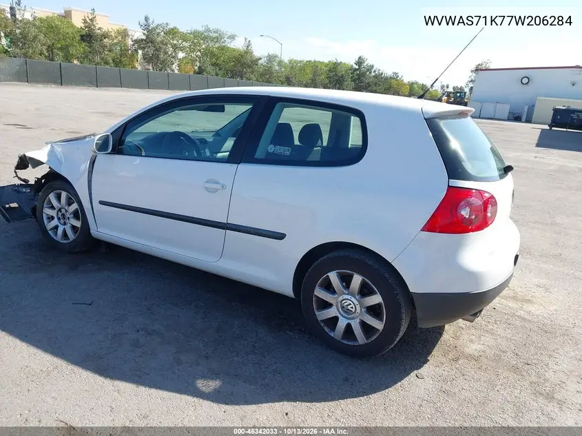2007 VOLKSWAGEN GOLF VIN WVWAS71K77W206284 — фото 3