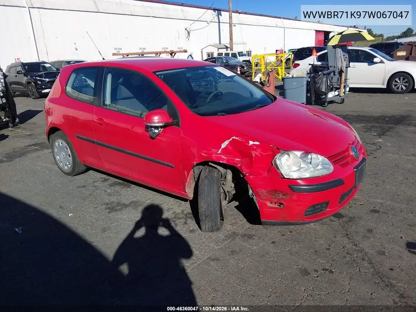 VOLKSWAGEN GOLF 2007, VIN WVWBR71K97W067047