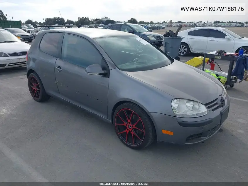 VOLKSWAGEN GOLF 2007, VIN WVWAS71K07W188176
