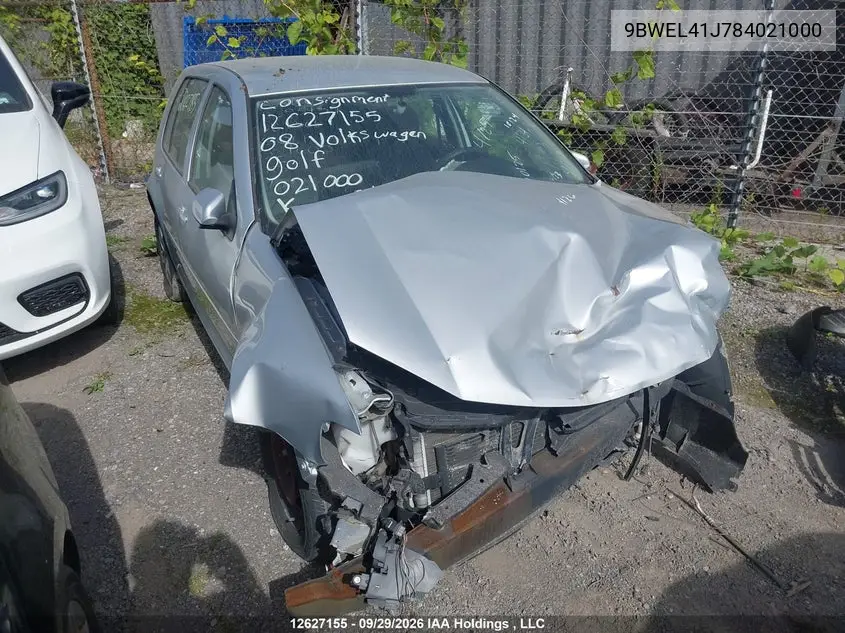 VOLKSWAGEN GOLF 2008, VIN 9BWEL41J784021000