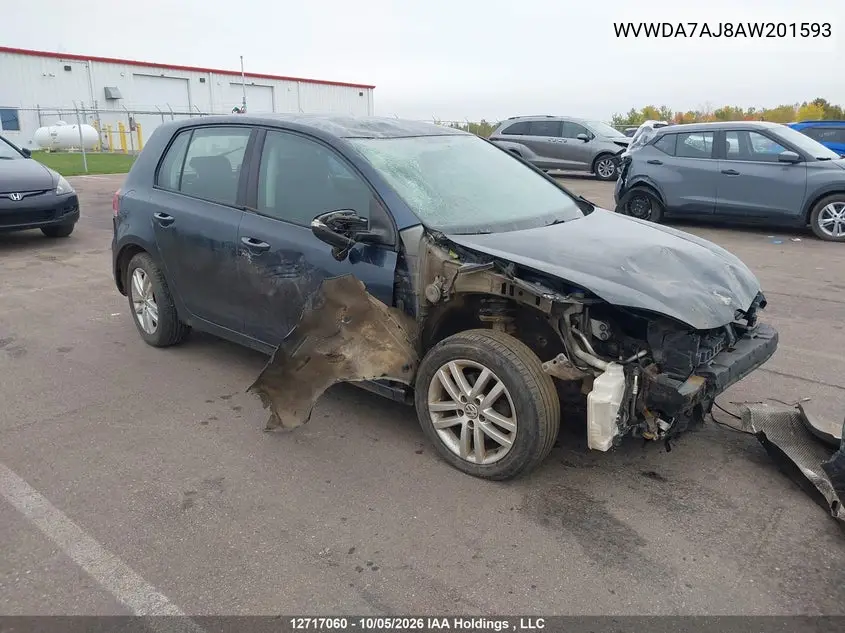 VOLKSWAGEN GOLF 2010, VIN WVWDA7AJ8AW201593