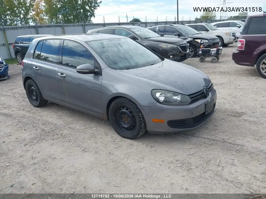 VOLKSWAGEN GOLF 2010, VIN WVWDA7AJ3AW341518