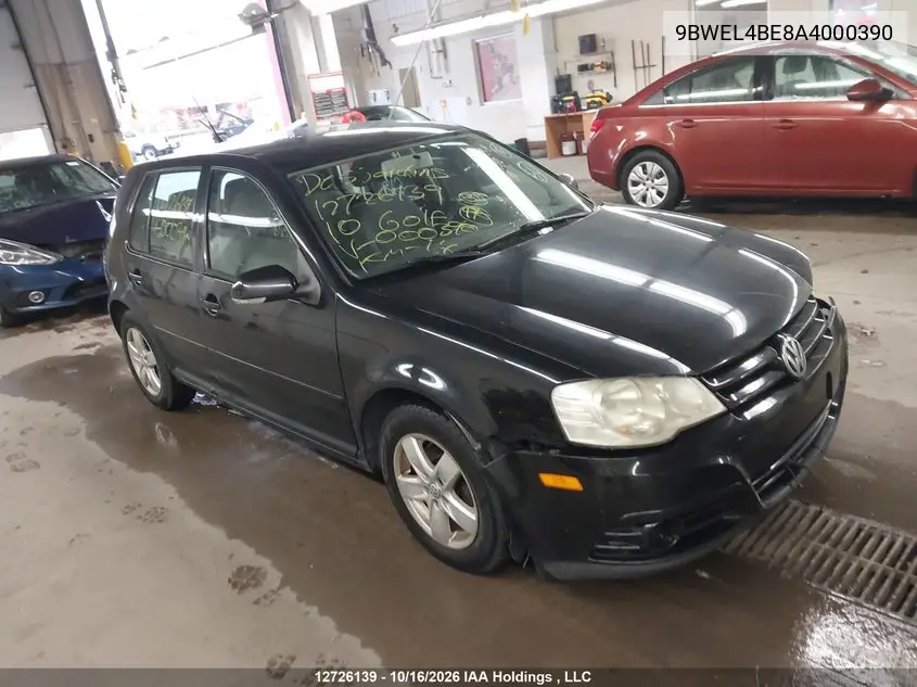 VOLKSWAGEN GOLF 2010, VIN 9BWEL4BE8A4000390