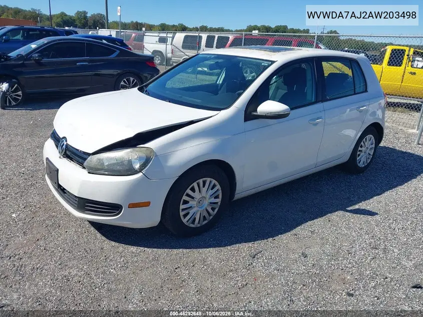 2010 VOLKSWAGEN GOLF VIN WVWDA7AJ2AW203498 — фото 2