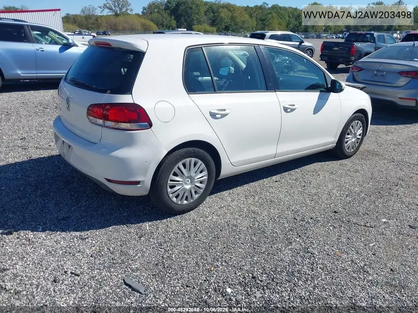 2010 VOLKSWAGEN GOLF VIN WVWDA7AJ2AW203498 — фото 4