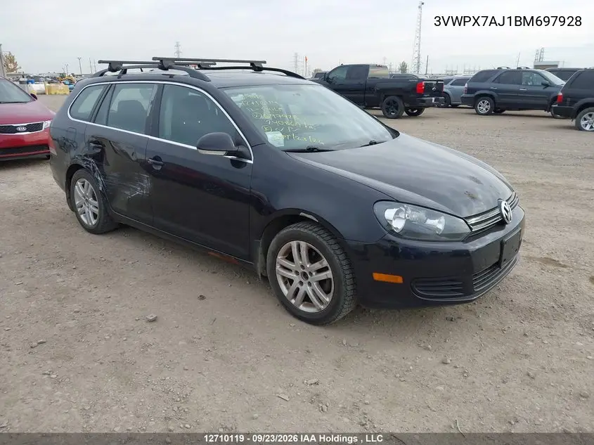 VOLKSWAGEN GOLF 2011, VIN 3VWPX7AJ1BM697928