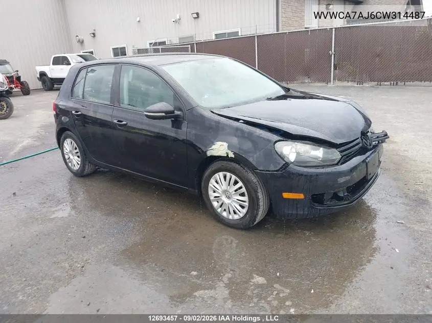 VOLKSWAGEN GOLF 2012, VIN WVWCA7AJ6CW314487