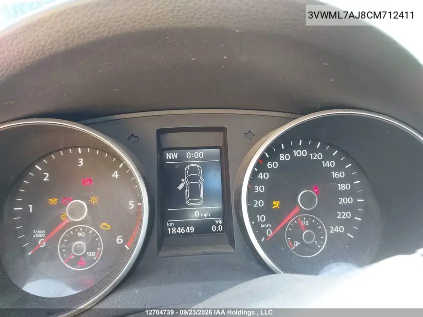2012 VOLKSWAGEN GOLF VIN 3VWML7AJ8CM712411 — фото 7