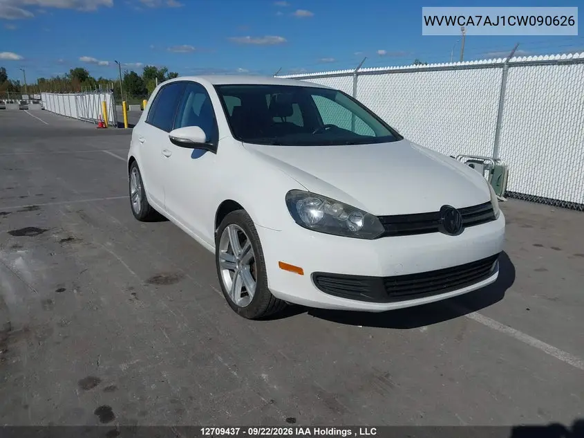 VOLKSWAGEN GOLF 2012, VIN WVWCA7AJ1CW090626