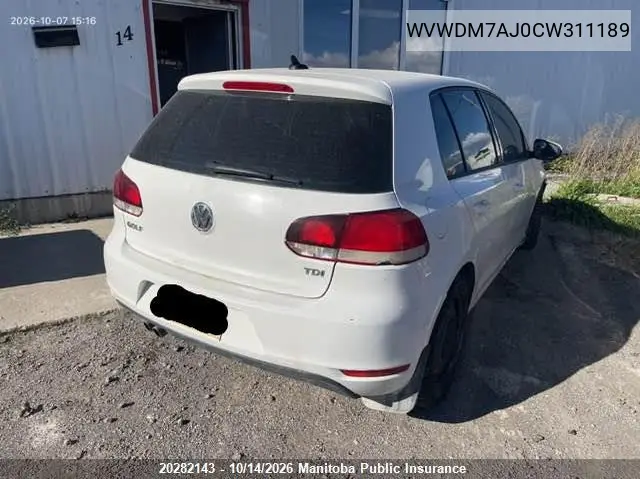 2012 VOLKSWAGEN GOLF VIN WVWDM7AJ0CW311189 — фото 4