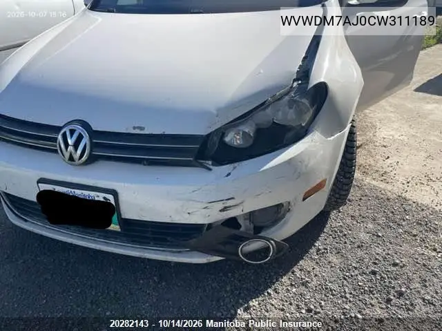 2012 VOLKSWAGEN GOLF VIN WVWDM7AJ0CW311189 — фото 6