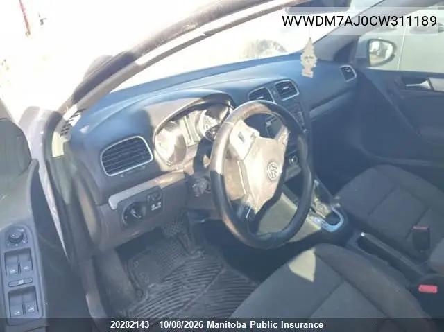 2012 VOLKSWAGEN GOLF VIN WVWDM7AJ0CW311189 — фото 7