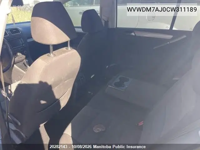 2012 VOLKSWAGEN GOLF VIN WVWDM7AJ0CW311189 — фото 8