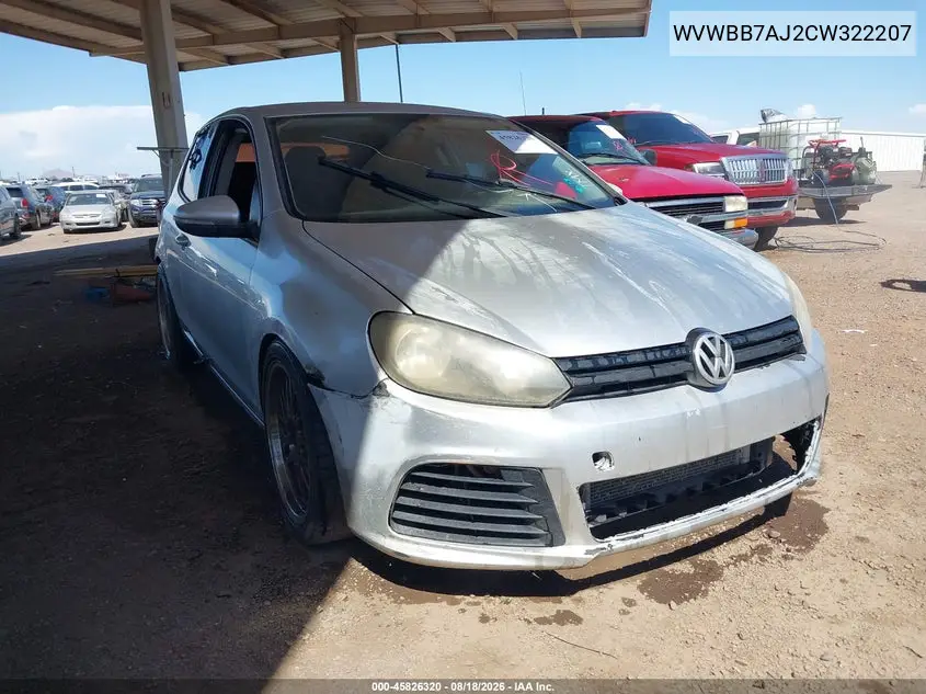 VOLKSWAGEN GOLF 2012, VIN WVWBB7AJ2CW322207