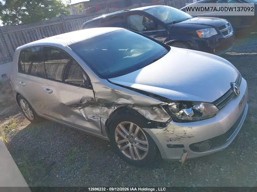 VOLKSWAGEN GOLF 2013, VIN WVWDM7AJ0DW137092