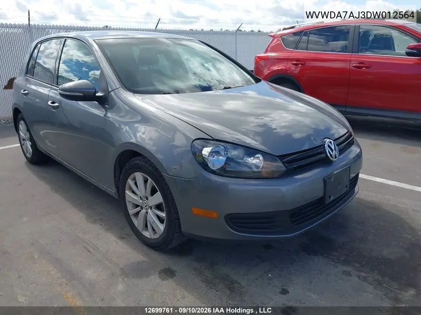 VOLKSWAGEN GOLF 2013, VIN WVWDA7AJ3DW012564