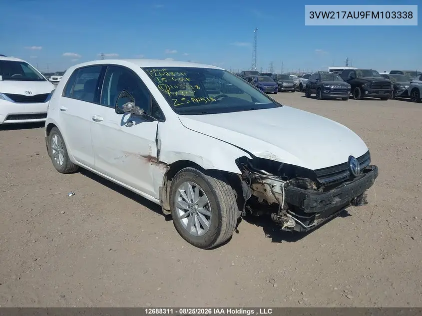 VOLKSWAGEN GOLF 2015, VIN 3VW217AU9FM103338