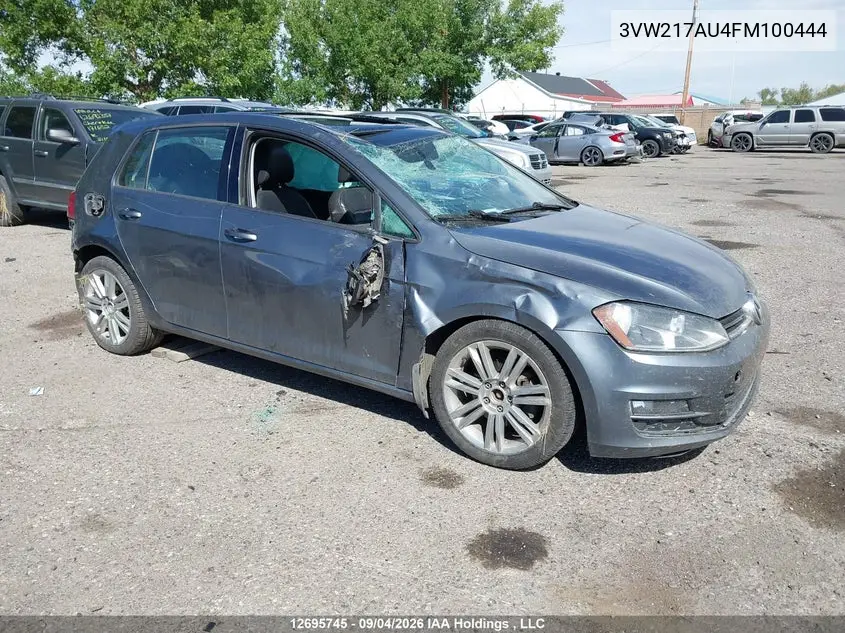 VOLKSWAGEN GOLF 2015, VIN 3VW217AU4FM100444