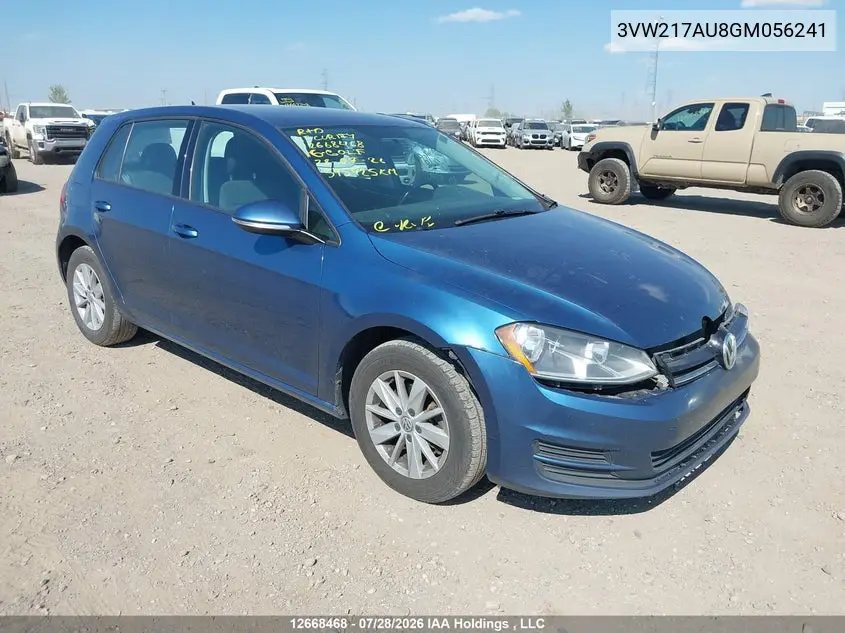 VOLKSWAGEN GOLF 2016, VIN 3VW217AU8GM056241